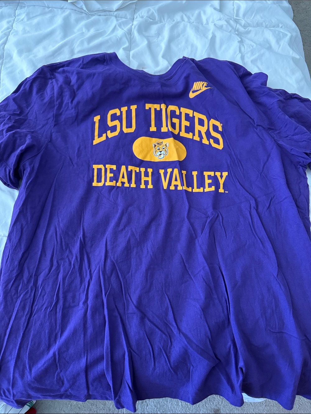 Nike Purple LSU Tigers Death Valley Graphic Tee with Yellow Print